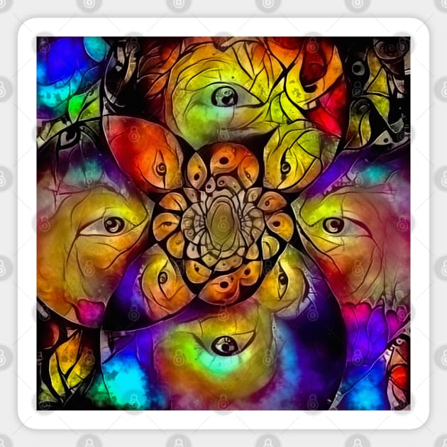 Abstract fractal with eyes Sticker by rolffimages